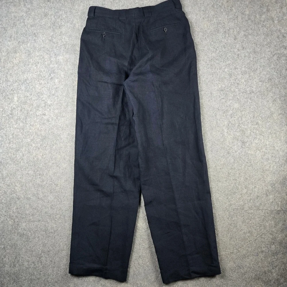 Vintage Giorgio Armani Le Collezioni Linen Pants Mens 30x31 Navy Blue Pleated